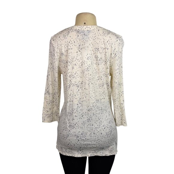 Calvin Klein Womens Beige Cotton Blend Long Sleeve Printed Top Lightweight Sz M - Picture 3 of 12
